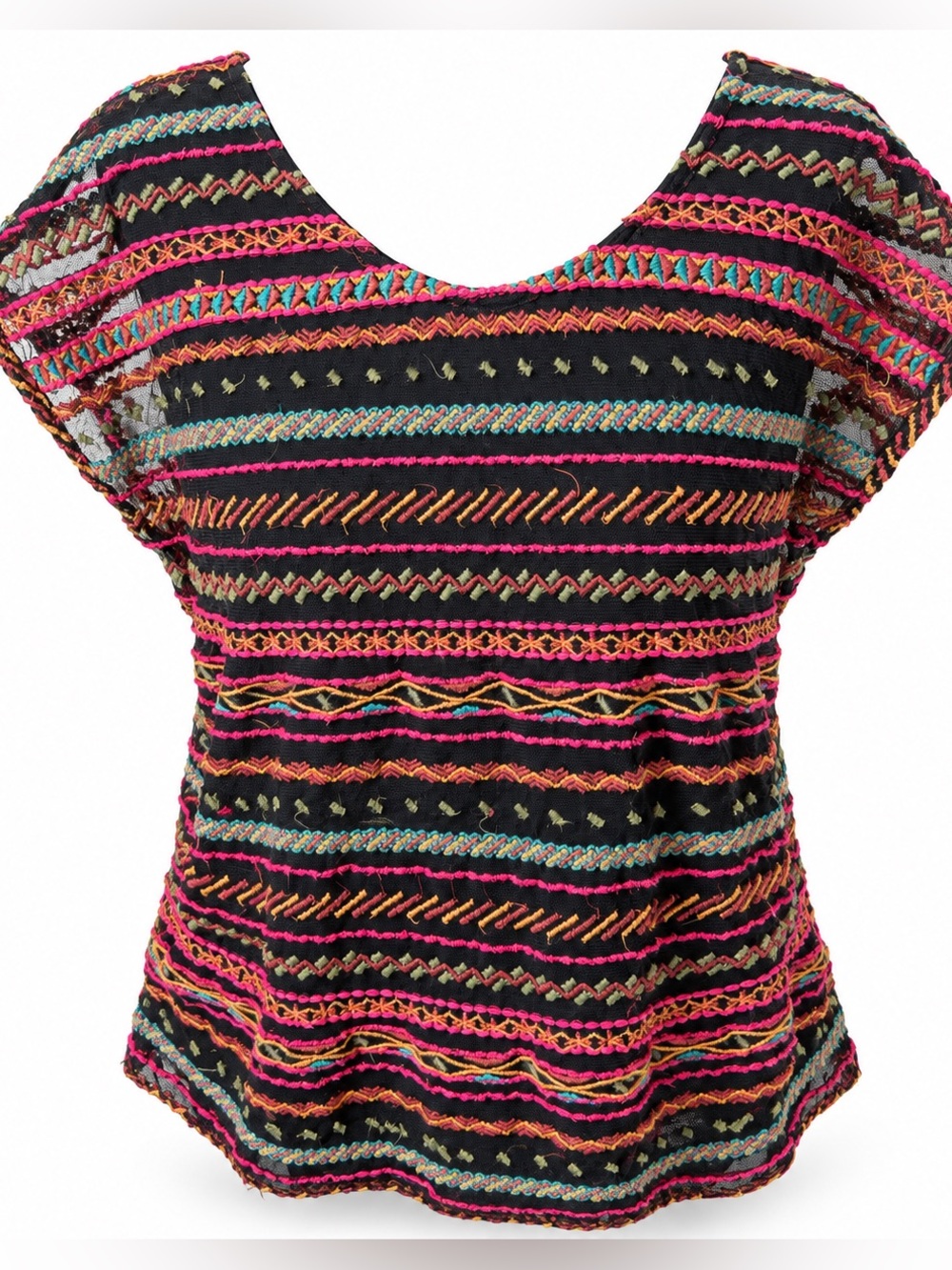 Maeve Anthropologie Multicolor Embroidered Boho Top Size L